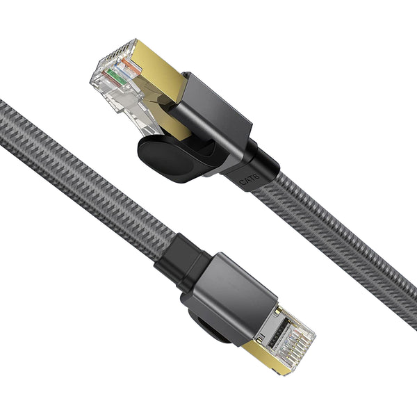 3m 26AWG Cat8 Flat Ethernet Cable Cat8 LAN Network Cable with Gold Plated RJ45 Connector 40Gbps 2000Mhz SFTP Patch Cord