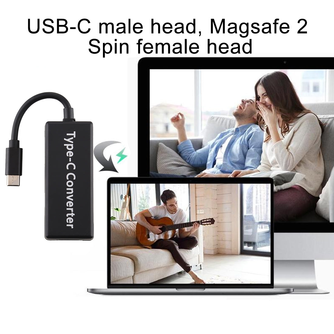 65W 5 Pin Magnetic Head to Type-C Male Head Converter for Apple Laptop All Models