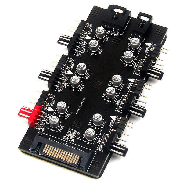 Computer Motherboard SATA 1 to 6 PWM / ARGB Hub 4-Pin Fan Hub 5V 3-Pin RGB Converter