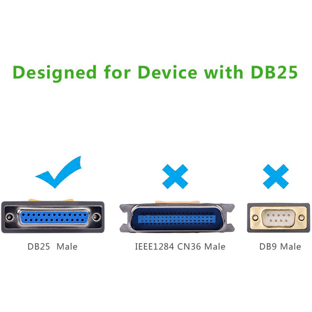 UGREEN 2m USB to DB25 Parallel Printer Cable Adapter for Laptop Desktop PC Support Windows Mac OS Linux