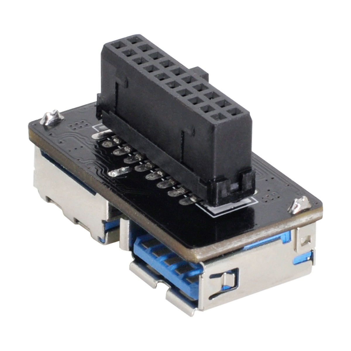 U3-056 Dual USB 3.0 A Type Female to Motherboard 20Pin Box Header Slot PCBA Flat Type Converter Adapter