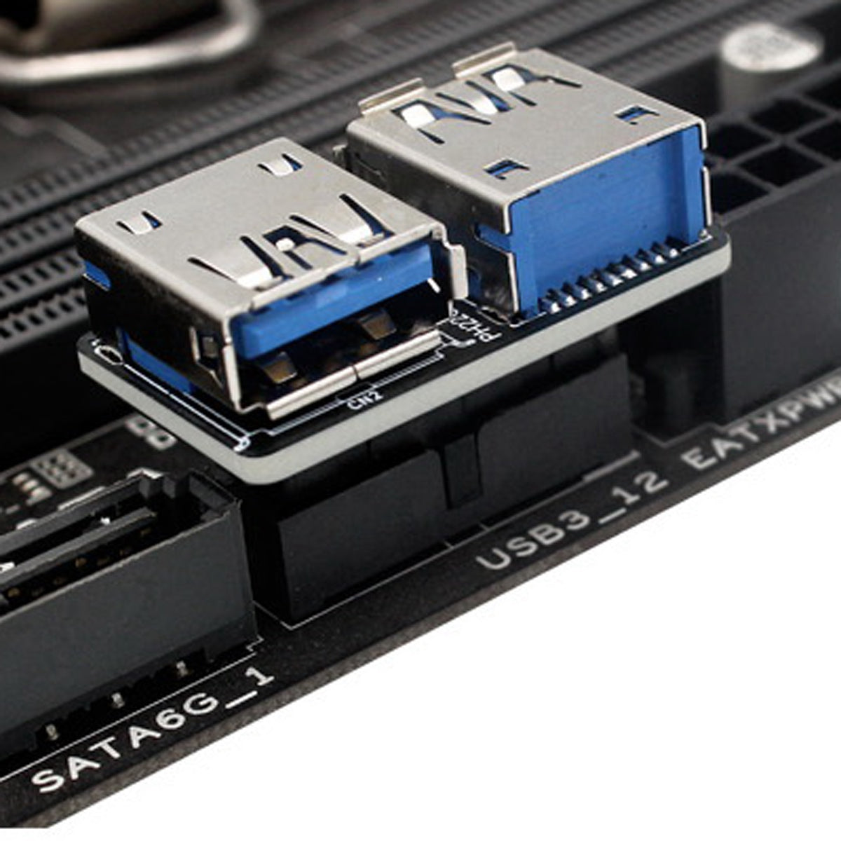U3-056 Dual USB 3.0 A Type Female to Motherboard 20Pin Box Header Slot PCBA Flat Type Converter Adapter