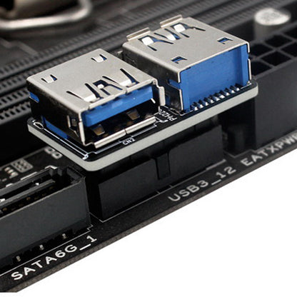 U3-056 Dual USB 3.0 A Type Female to Motherboard 20Pin Box Header Slot PCBA Flat Type Converter Adapter
