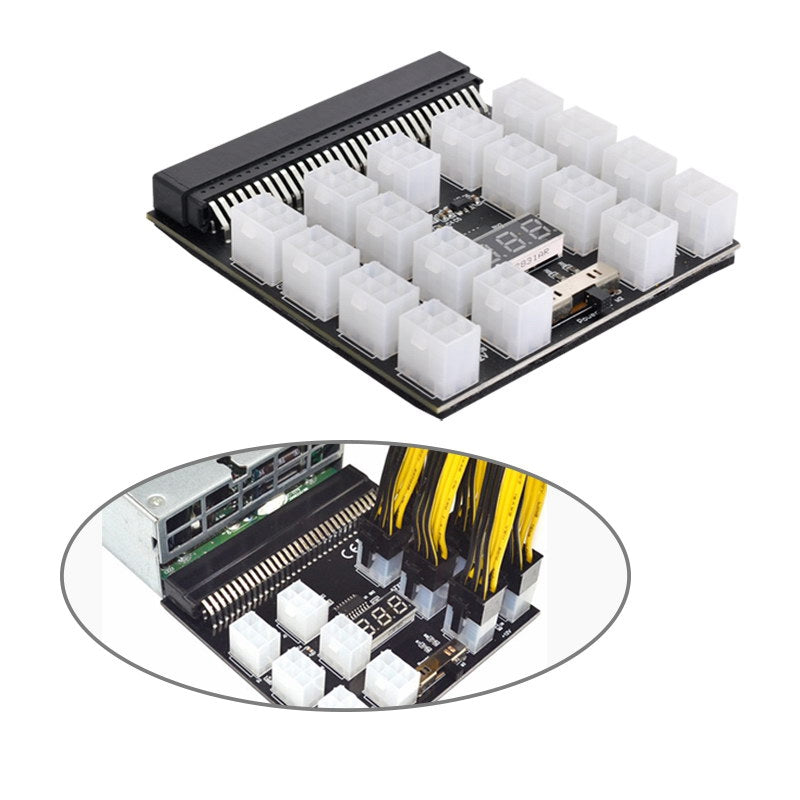 PW-001 12V ATX 17Ports 6Pin Power Supply Breakout Board Adapter Converter for Ethereum ETH BTC Mining Miner