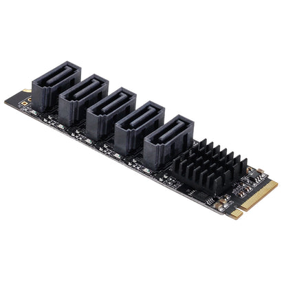 SA-004 22x80mm NGFF NVME M-Key PCI Express to SATA 3.0 5 Ports Adapter Card Converter Hard Drive Extension Card Support 6Gbps Data Transmission JMB585 2280