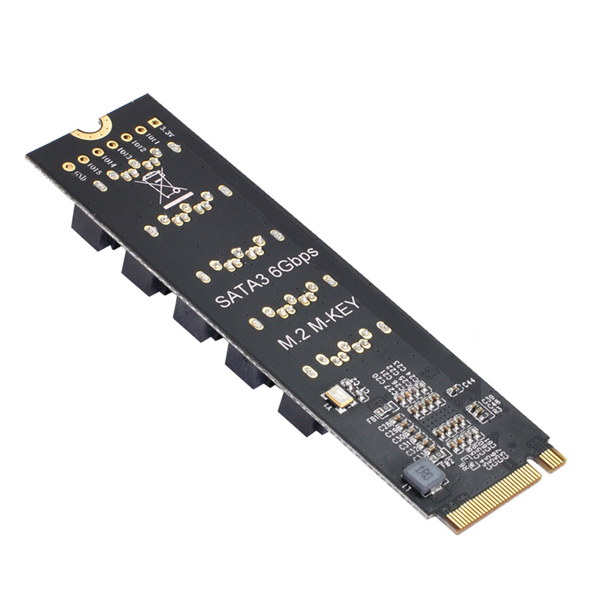 SA-004 22x80mm NGFF NVME M-Key PCI Express to SATA 3.0 5 Ports Adapter Card Converter Hard Drive Extension Card Support 6Gbps Data Transmission JMB585 2280