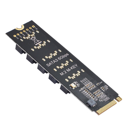 SA-004 22x80mm NGFF NVME M-Key PCI Express to SATA 3.0 5 Ports Adapter Card Converter Hard Drive Extension Card Support 6Gbps Data Transmission JMB585 2280