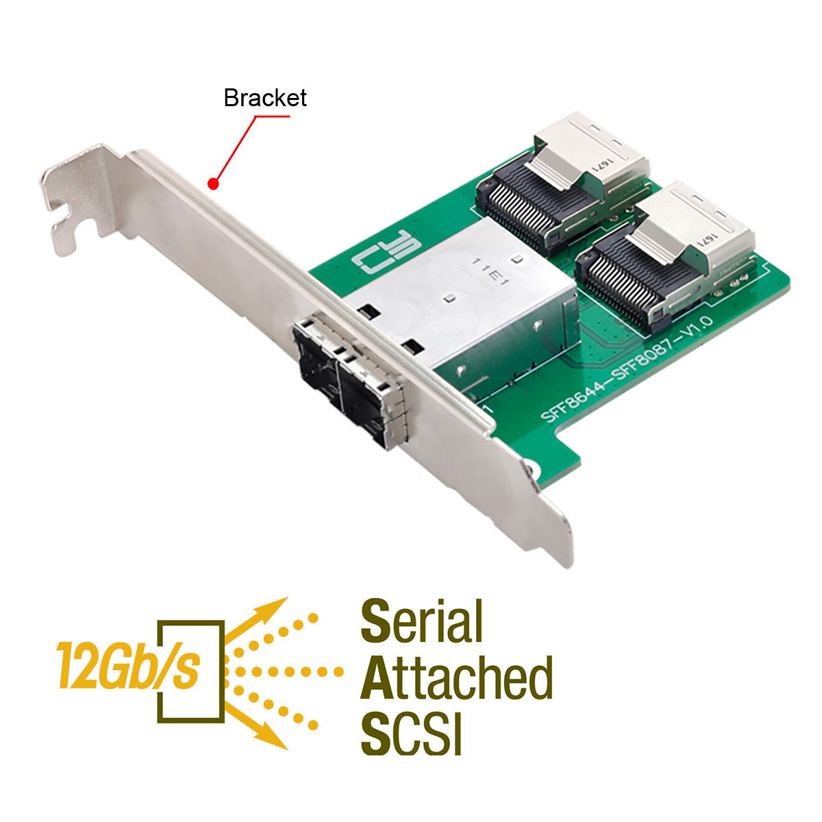 SF-019 2-Ports Mini SAS HD SFF-8644 to Internal Mini SAS SFF-8087 Adapter with Full PCIe Slot Profile Mounting Bracket