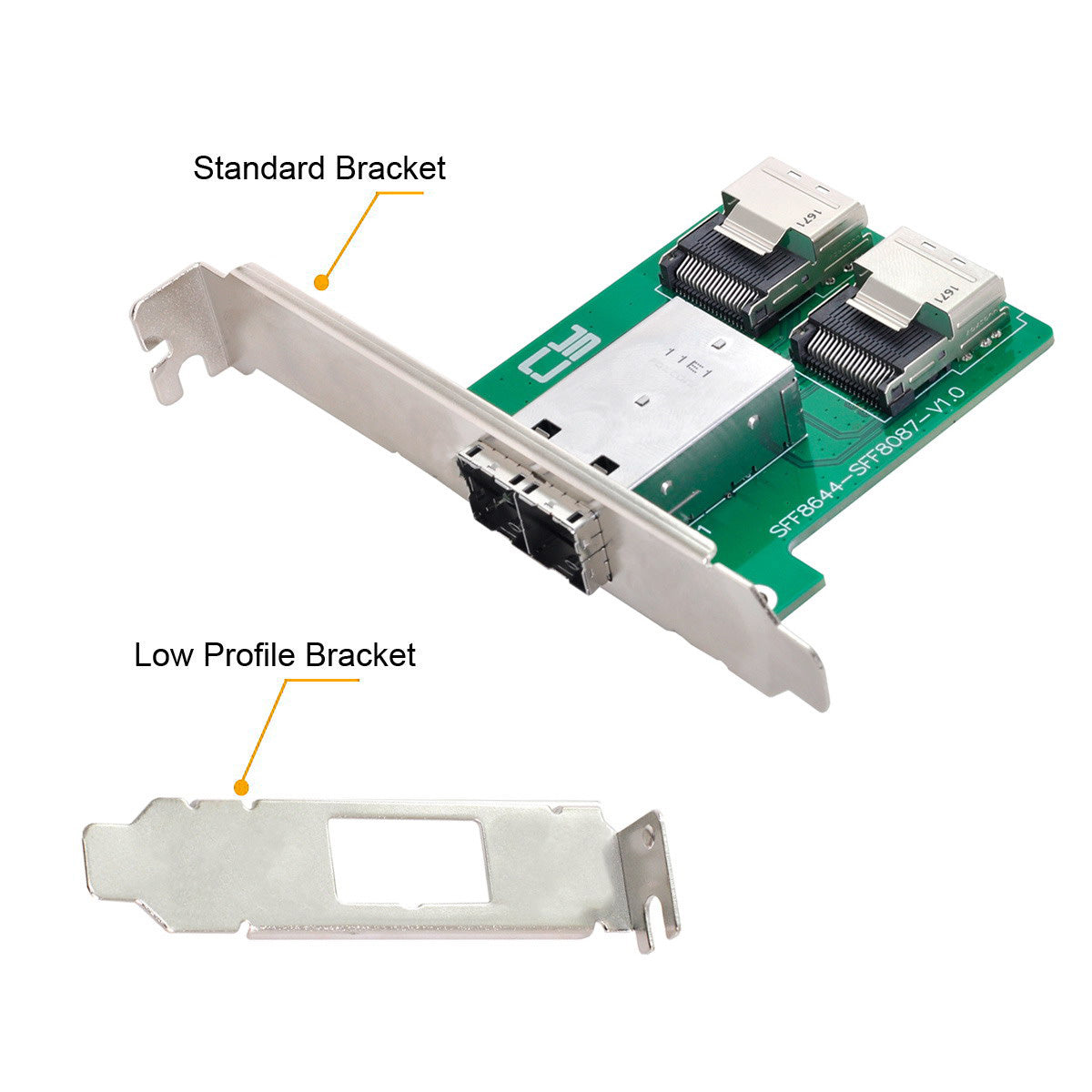 SF-019 2-Ports Mini SAS HD SFF-8644 to Internal Mini SAS SFF-8087 Adapter with Full PCIe Slot Profile Mounting Bracket