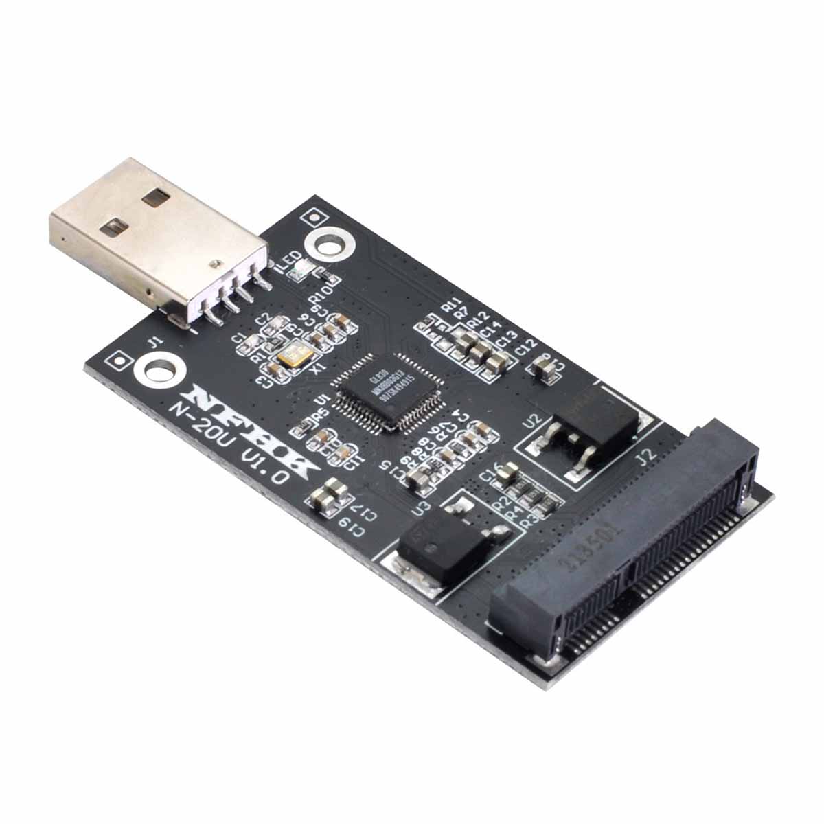 U2-008 Mini PCI-E mSATA to USB 2.0 External SSD PCBA Converter Adapter Card without Case
