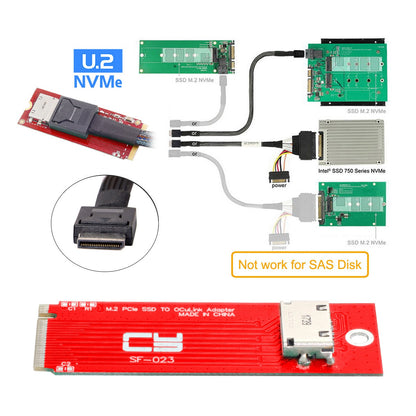 SF-023 PCI-E 3.0 M.2 M-key to Oculink SFF-8612 SFF-8611 Host Adapter for PCIe Nvme SSD Host Controller Expansion Card
