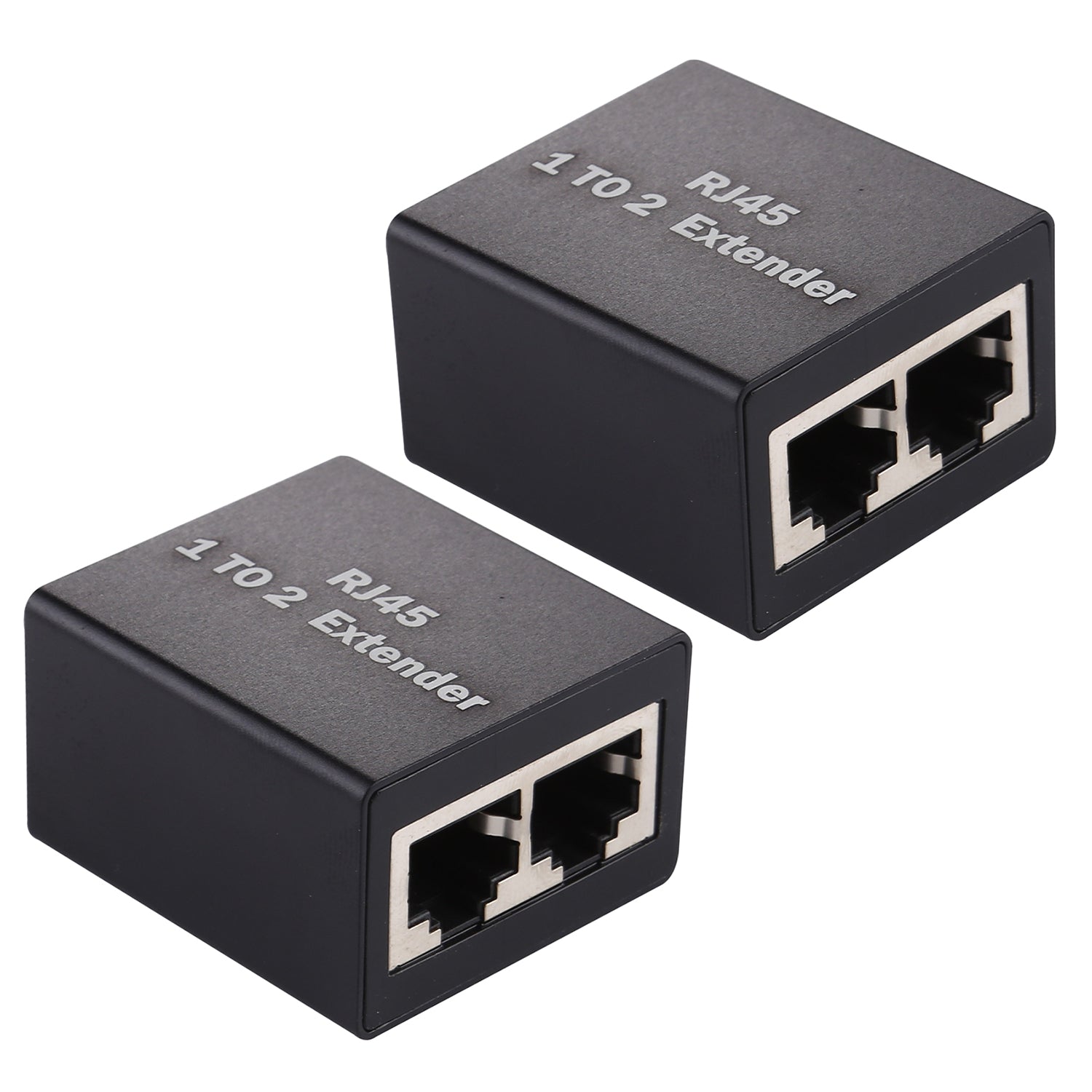2Pcs / Set 1 to 2 RJ45 Splitter Connector Inline LAN Plugs Ethernet Cable Extender Adapter