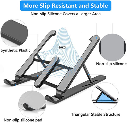 Foldable Portable Desktop Computer Laptop Stand 6-Level Angle Adjustable Height Laptop Mount
