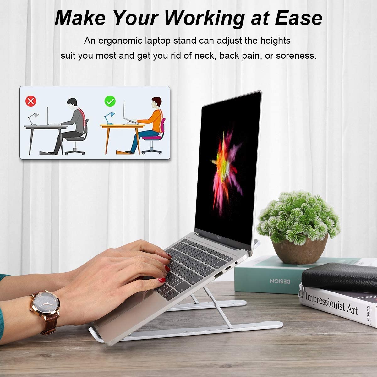 Foldable Portable Desktop Computer Laptop Stand 6-Level Angle Adjustable Height Laptop Mount