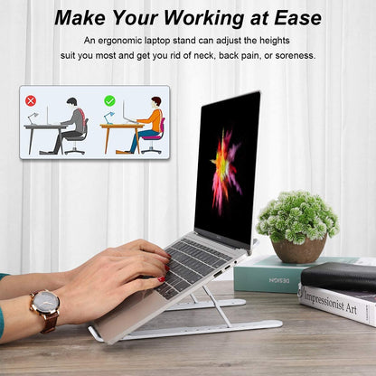 Foldable Portable Desktop Computer Laptop Stand 6-Level Angle Adjustable Height Laptop Mount
