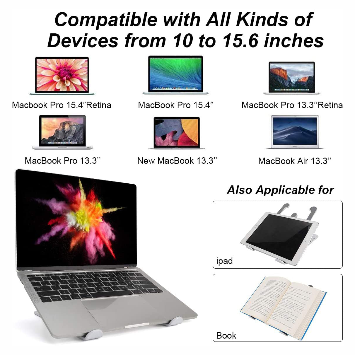 Foldable Portable Desktop Computer Laptop Stand 6-Level Angle Adjustable Height Laptop Mount