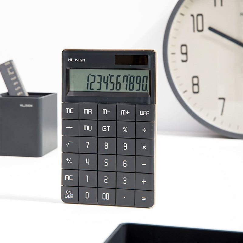 DELI Nusign NS041 Desktop Calculator 12 Bits Large Button Dual Power Calculator for Business / Office / School
