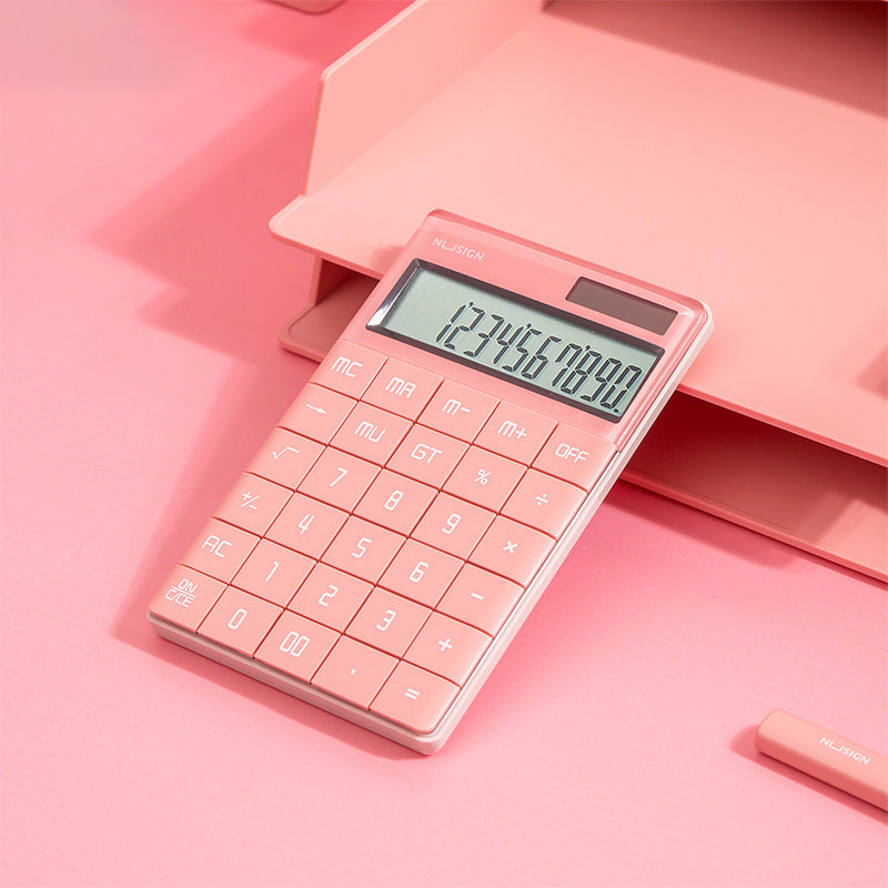 DELI Nusign NS041 Desktop Calculator 12 Bits Large Button Dual Power Calculator for Business / Office / School