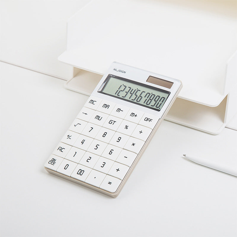 DELI Nusign NS041 Desktop Calculator 12 Bits Large Button Dual Power Calculator for Business / Office / School