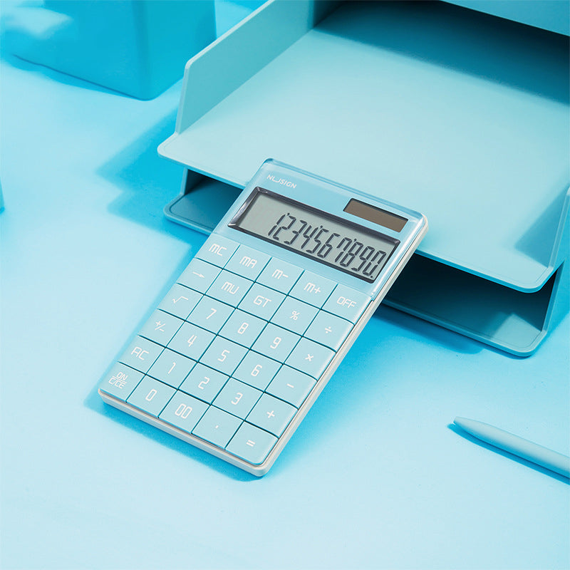 DELI Nusign NS041 Desktop Calculator 12 Bits Large Button Dual Power Calculator for Business / Office / School