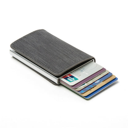 RFID Anti-theft Swiping Business Automatic Magnetic Wallet Denim Metal Wallet Card Box