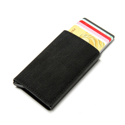 RFID Anti-theft Swiping Business Automatic Magnetic Wallet Denim Metal Wallet Card Box