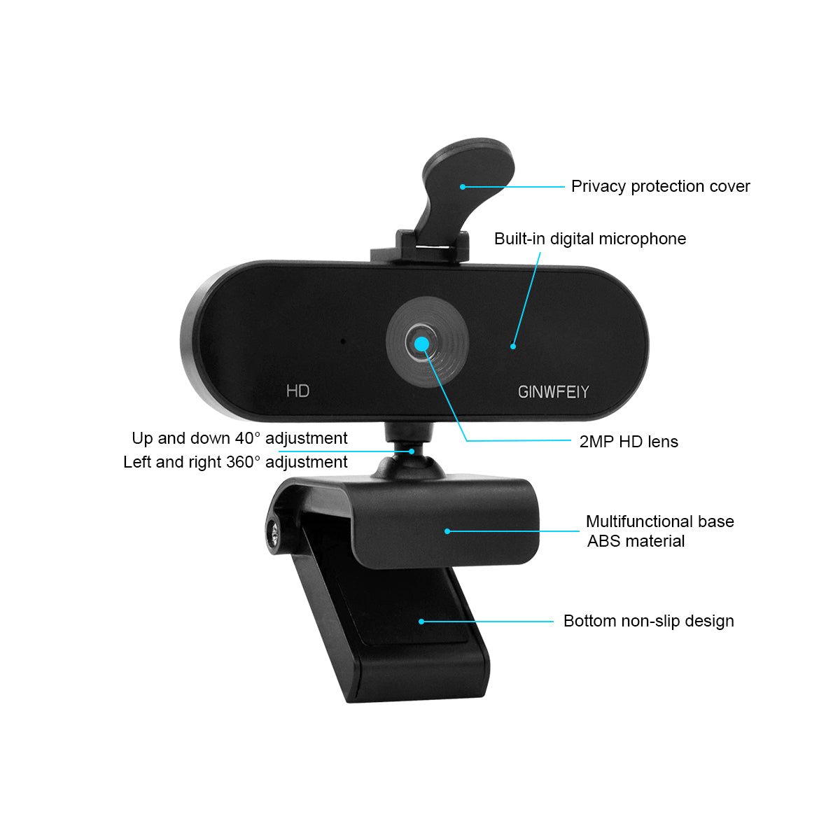 A25 HD 1080P Auto-focus Camera Live Stream Video Conference Camera with Microphone USB Webcam