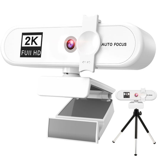 2K Full HD Auto Focus USB Computer Laptop Camera Live Streaming Video Conference Webcam with Built-in Microphone