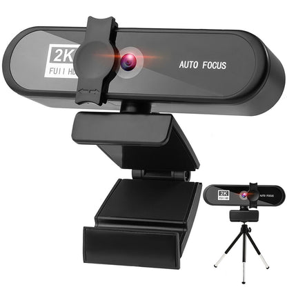 2K Full HD Auto Focus USB Computer Laptop Camera Live Streaming Video Conference Webcam with Built-in Microphone