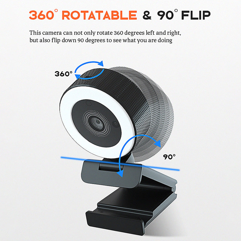 H200 QHD 2K 30FPS Webcam Remote Control USB Web Camera with Fill Light for Live Streaming Video Recording