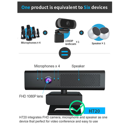 H720 HD 1080P Autofocus USB Webcam Video Conference Camera for PC Desktop Computer