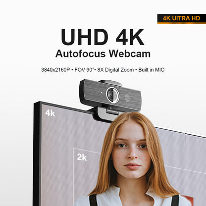 H500 3840*2160p UHD 4K 60FPS Webcam Autofocus Web Camera PC Camera with Microphone
