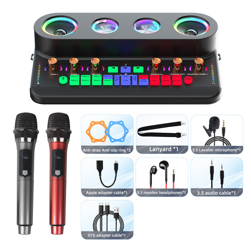 S20 Audio Microphone Sound Card with Dual Microphone for Karaoke Party Soundcard Device