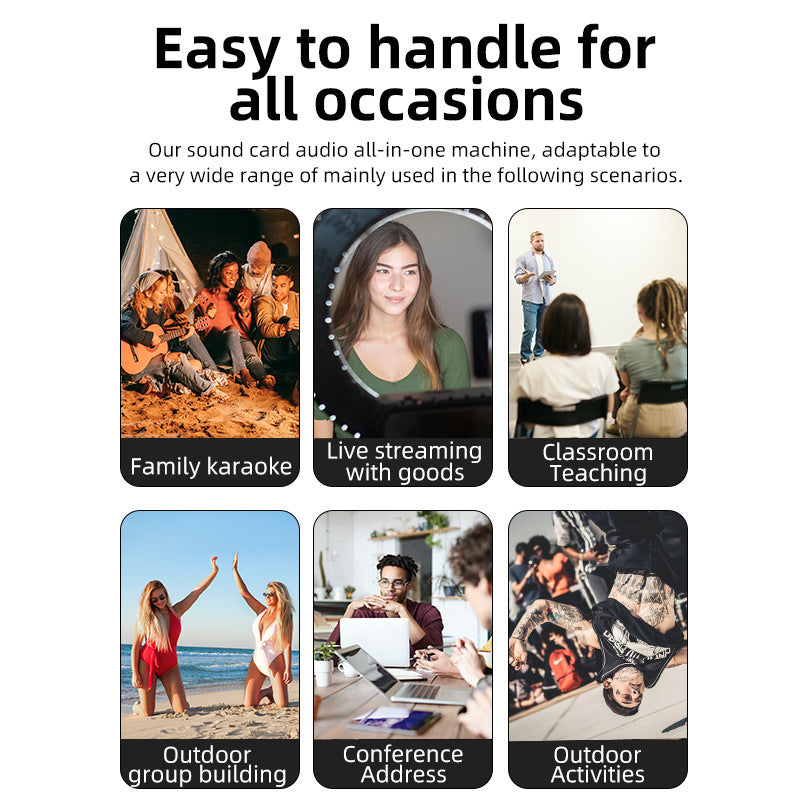 S20 Audio Microphone Sound Card with Dual Microphone for Karaoke Party Soundcard Device