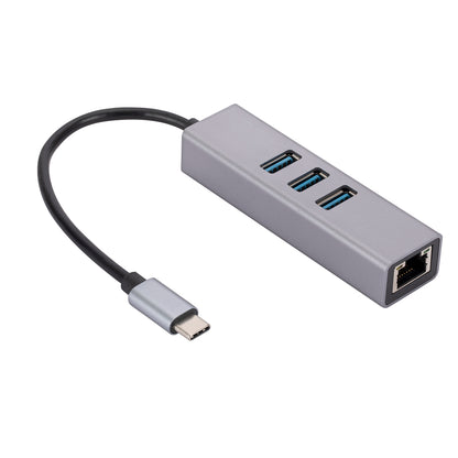 Type C to RJ45 Ethernet Adapter+3xUSB 3.0 Ports, Aluminum Alloy USB 3.0 to RJ45 Gigabit Ethernet LAN Network Convertor
