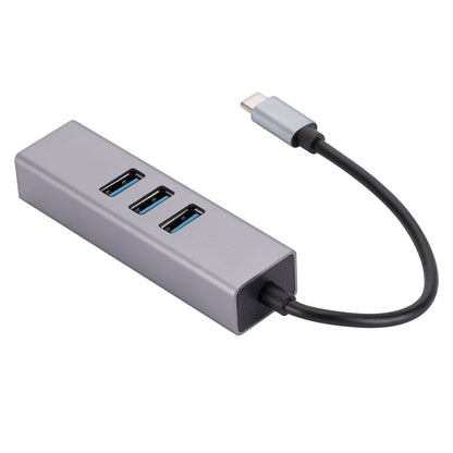 Type C to RJ45 Ethernet Adapter+3xUSB 3.0 Ports, Aluminum Alloy USB 3.0 to RJ45 Gigabit Ethernet LAN Network Convertor