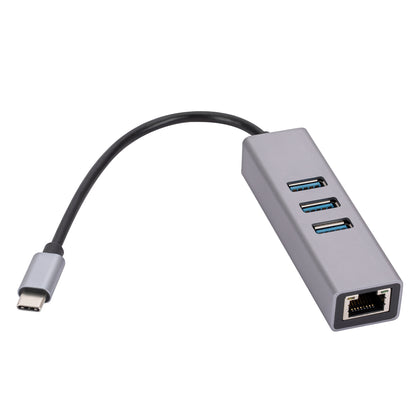 Type C to RJ45 Ethernet Adapter+3xUSB 3.0 Ports, Aluminum Alloy USB 3.0 to RJ45 Gigabit Ethernet LAN Network Convertor