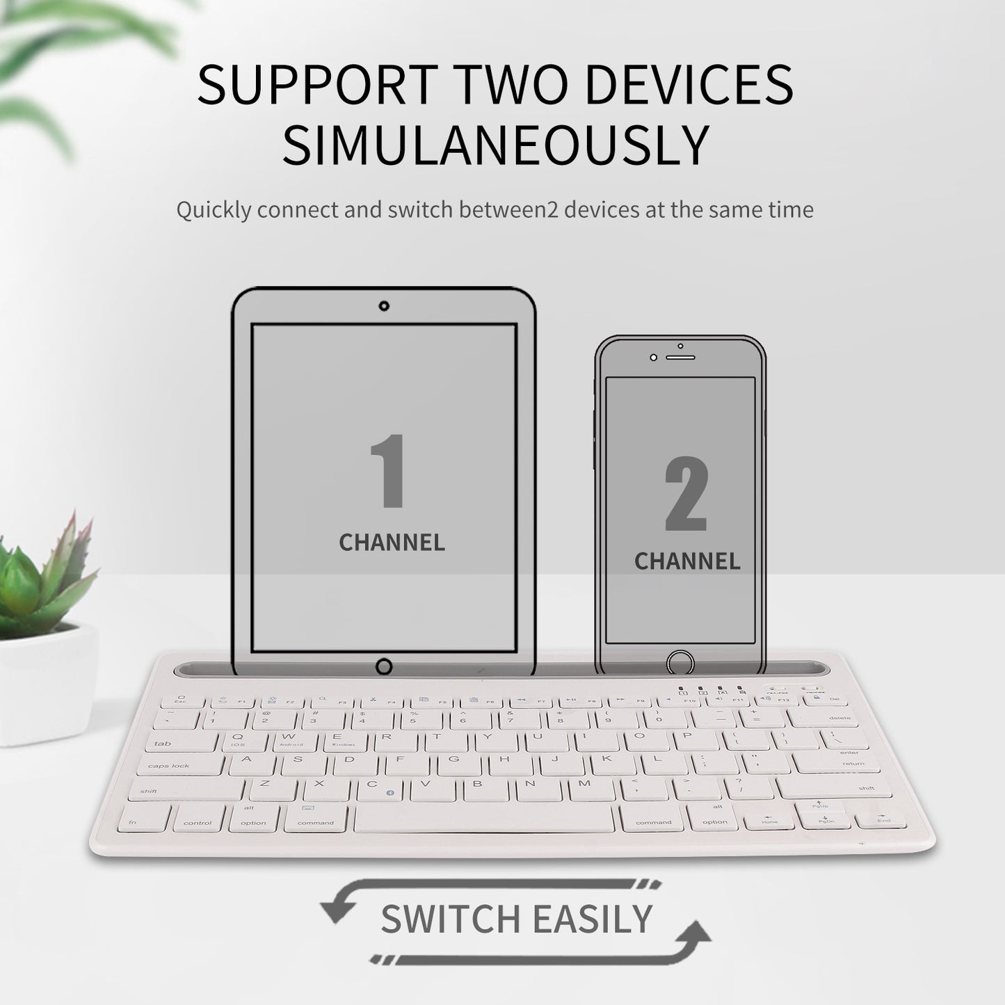 HM-04 Dual-Device Connection Bluetooth Keyboard for IOS Android Windows Phones/Tablets