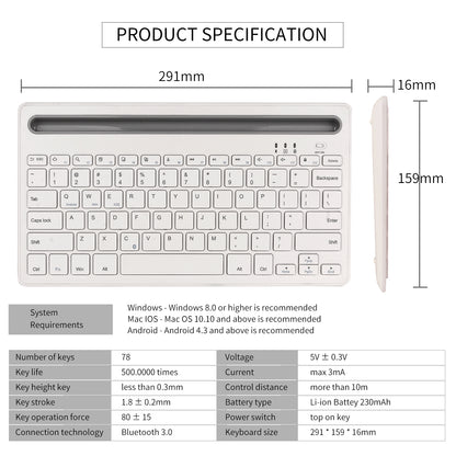 HM-04 Dual-Device Connection Bluetooth Keyboard for IOS Android Windows Phones/Tablets