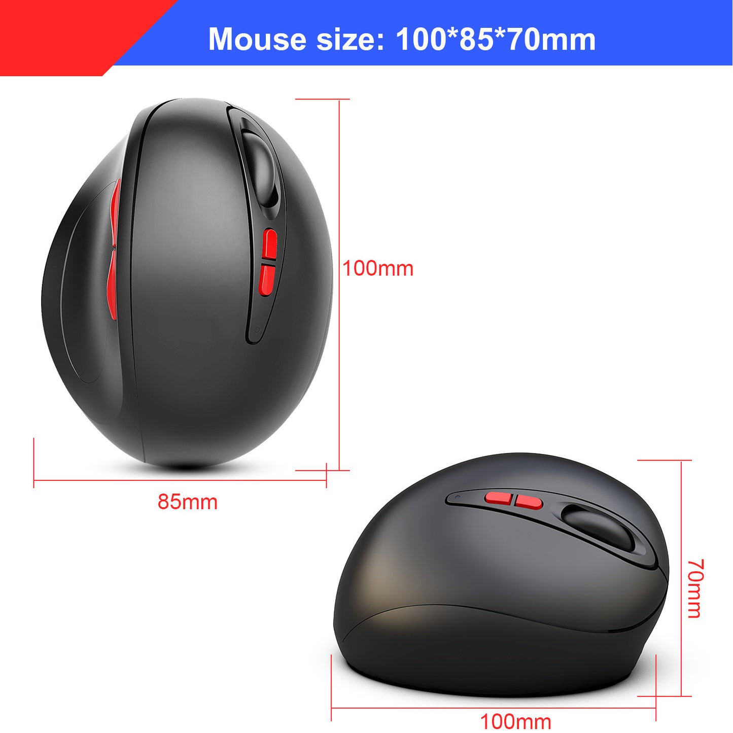 HXSJ T33 2.4G Wireless Vertical Ergonomic Optical Gaming Mouse Adjustable DPI Computer Laptop Mice