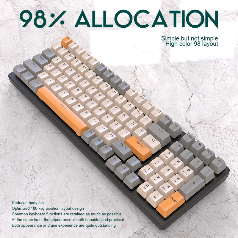 FREE WOLF K3 Mechanical Keyboard 100-Key Gaming Keyboard with Colorful Light Effects for Office Home Computers Laptops