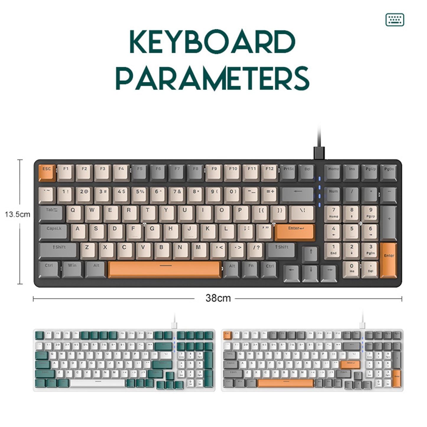 FREE WOLF K3 Mechanical Keyboard 100-Key Gaming Keyboard with Colorful Light Effects for Office Home Computers Laptops