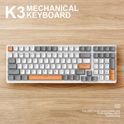 FREE WOLF K3 Mechanical Keyboard 100-Key Gaming Keyboard with Colorful Light Effects for Office Home Computers Laptops