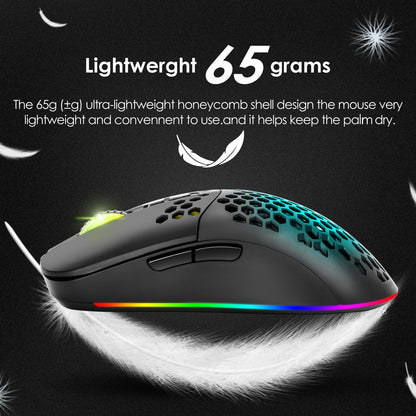 2.4G Bluetooth Dual Mode Honeycomb Shell Wireless Mouse with RGB Backlit for Laptop PC Computer