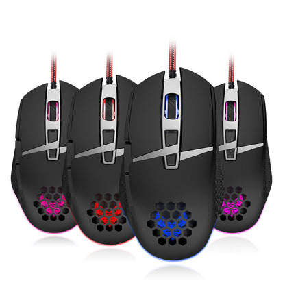GM82 8-Key Optical Wired Mouse 1000/1200/2400/4800 DPI USB Gaming Mouse with 7 Color Lights