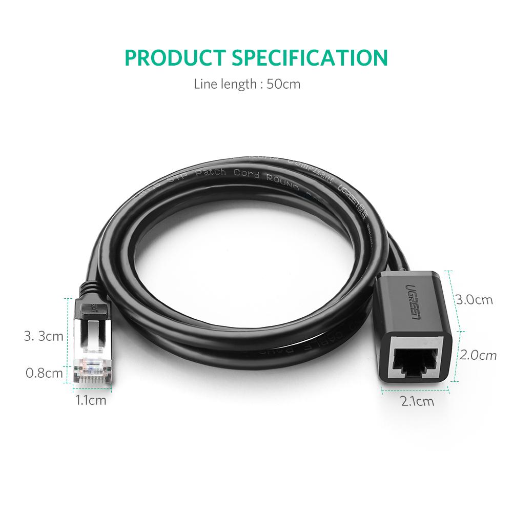 UGREEN 11278 0.5m RJ45 Cat 6 Male to Female RJ45 Ethernet Lan Network Cable Cat6 Ethernet Extension Cable