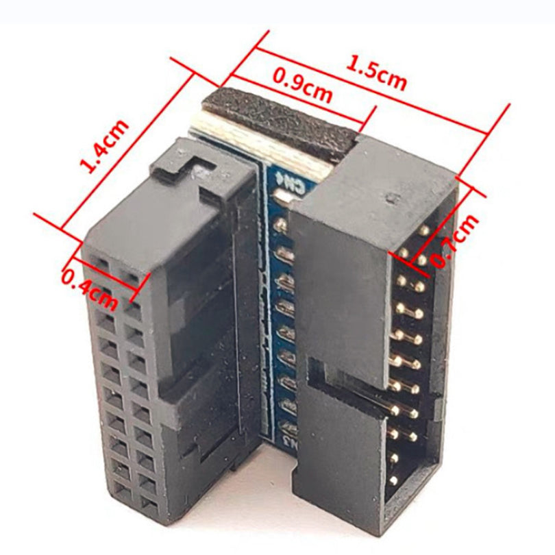 PH19B Desktop Computer Motherboard USB3.0 19Pin/20Pin Vertical Pin Socket Adapter Up Angled 90 Degree