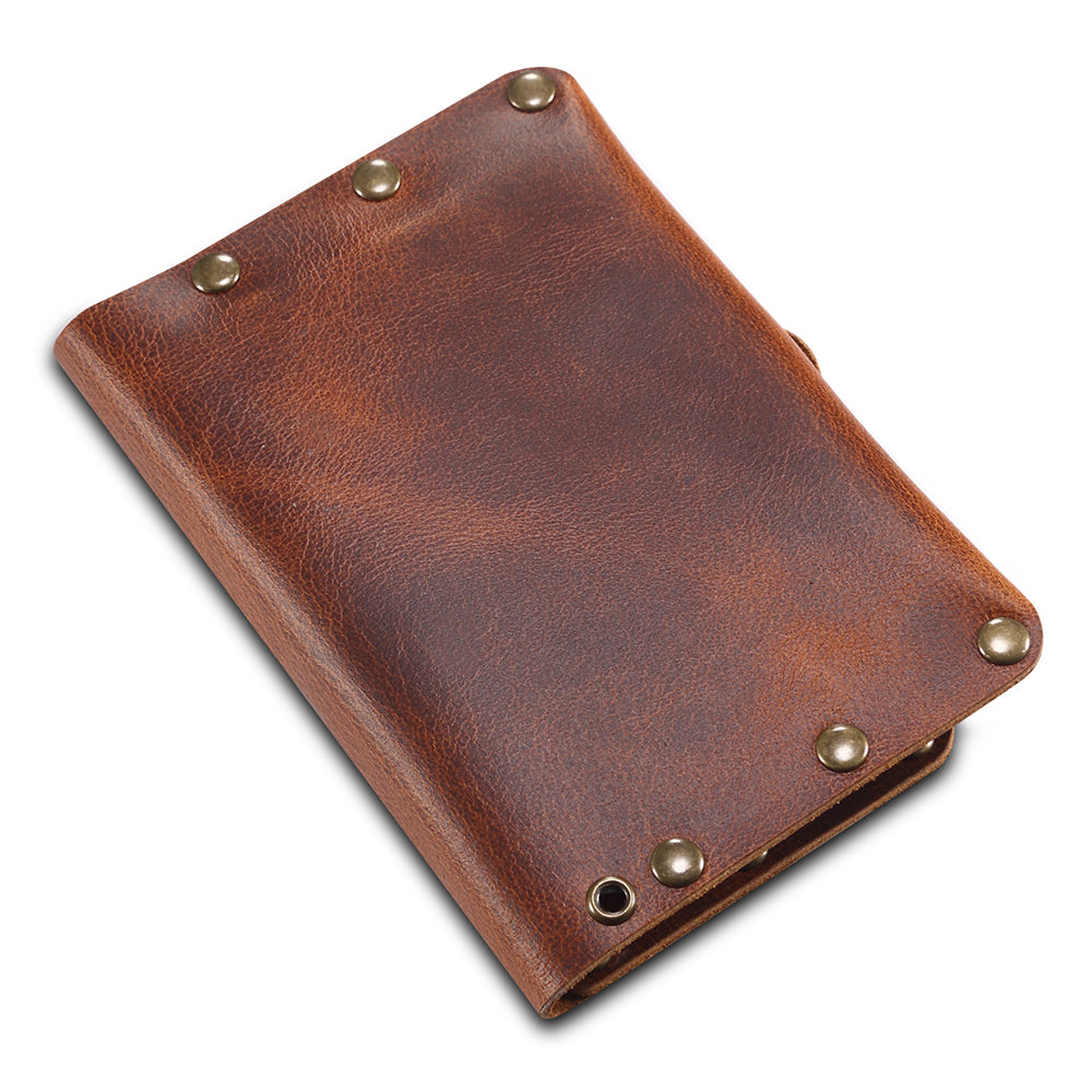 Credit Card Holder Wallet Rivet Decor Genuine Leather Card Pouch Bag Business Card Holder for Women Men