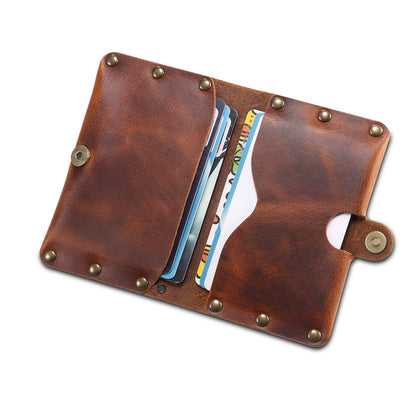 Credit Card Holder Wallet Rivet Decor Genuine Leather Card Pouch Bag Business Card Holder for Women Men