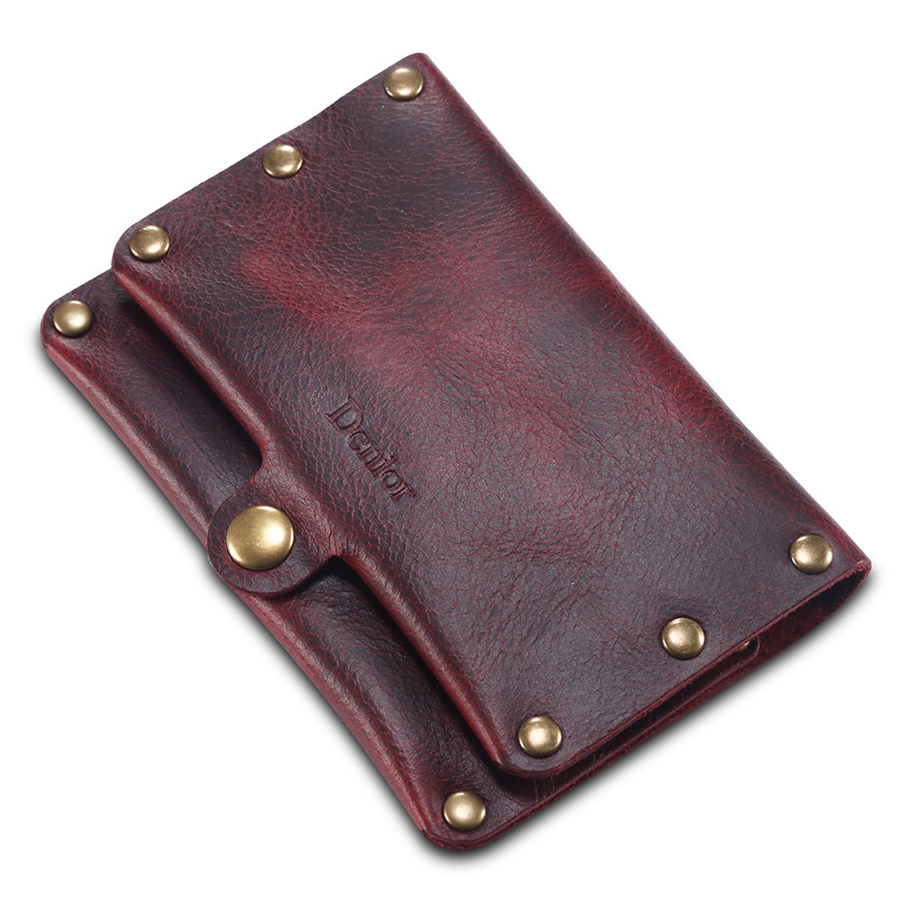 Credit Card Holder Wallet Rivet Decor Genuine Leather Card Pouch Bag Business Card Holder for Women Men